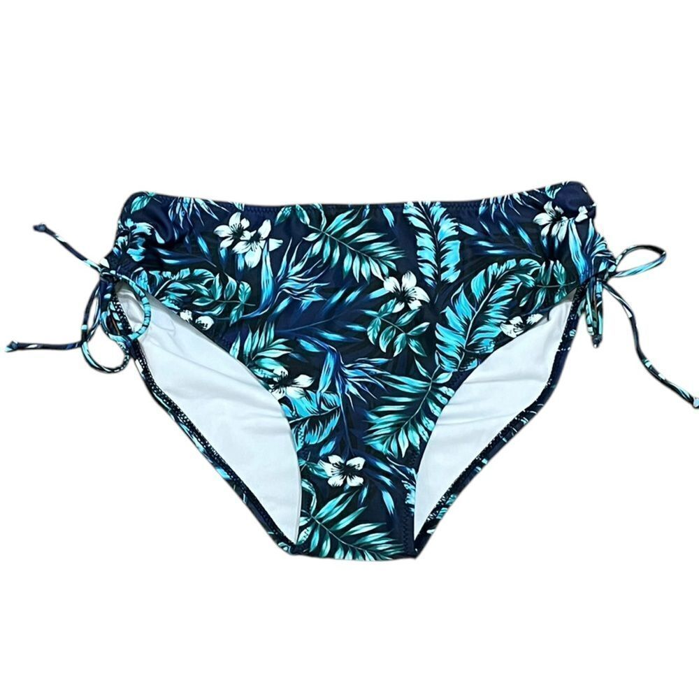 Tropical Floral‎ Blue And Green Bikini Bottom, Size L, NWOT